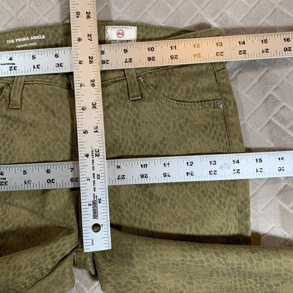 Adriano Goldschmied Womens 25 Denim Jeans Green Snake Reptile Prima Skinny Ankle - Picture 7 of 11